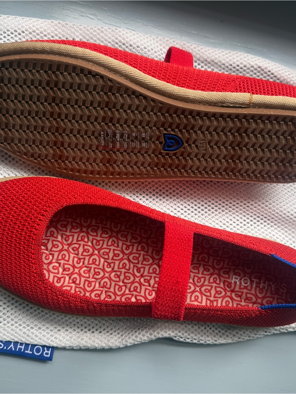 Rothy's Poppy Mary Jane cruiser Flats with Tan Sole